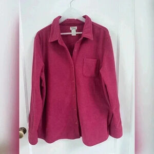 LL Bean Shirt Jacket Womens Fleece Overshirt Size XL